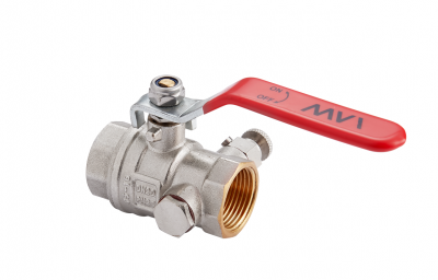 Кран шаровый  ду 15 латунный с дренажём и воздухоотводчиком, PN 40 MVI BV.830.04