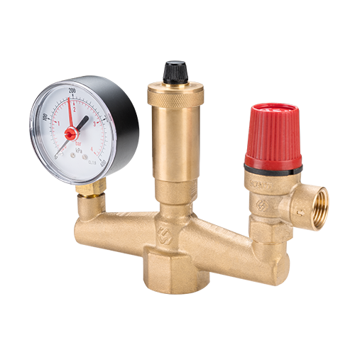 Группа безопасности котла с манометром, предох. клапаном и автомат.воздухоотв. MVI  1" SE.510.06