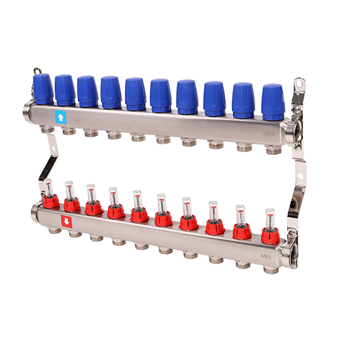 Коллектор 1" х 3/4"ЕК на10 выходов с расходомерами MVI MS.510.06